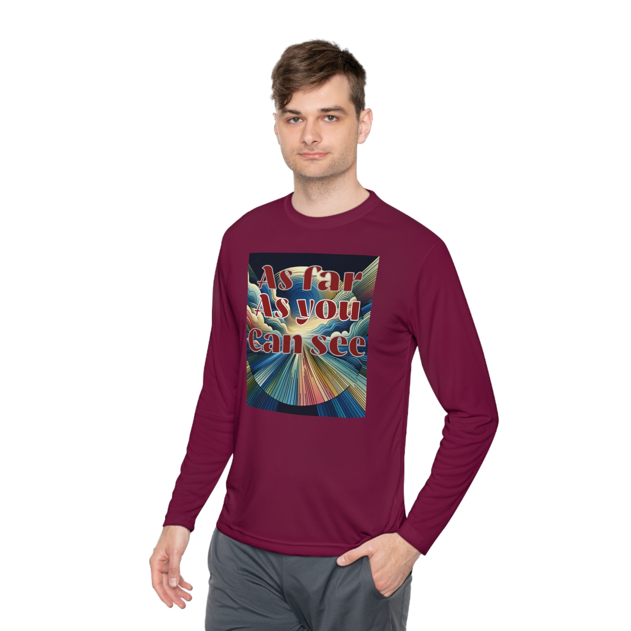 Unisex Lightweight Long Sleeve Tee, As Far As You Can See, Abstract Design