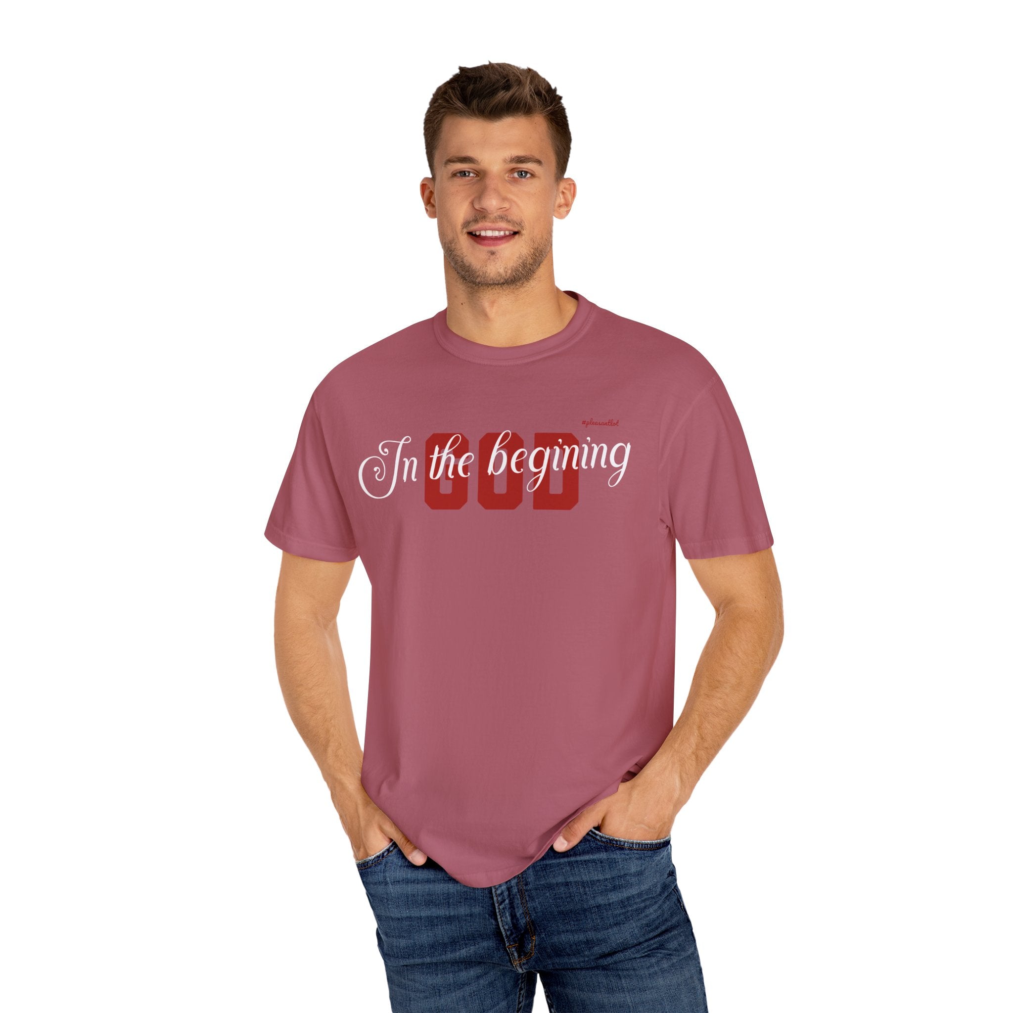 Unisex Garment-Dyed T-shirt(In The Begining, God)