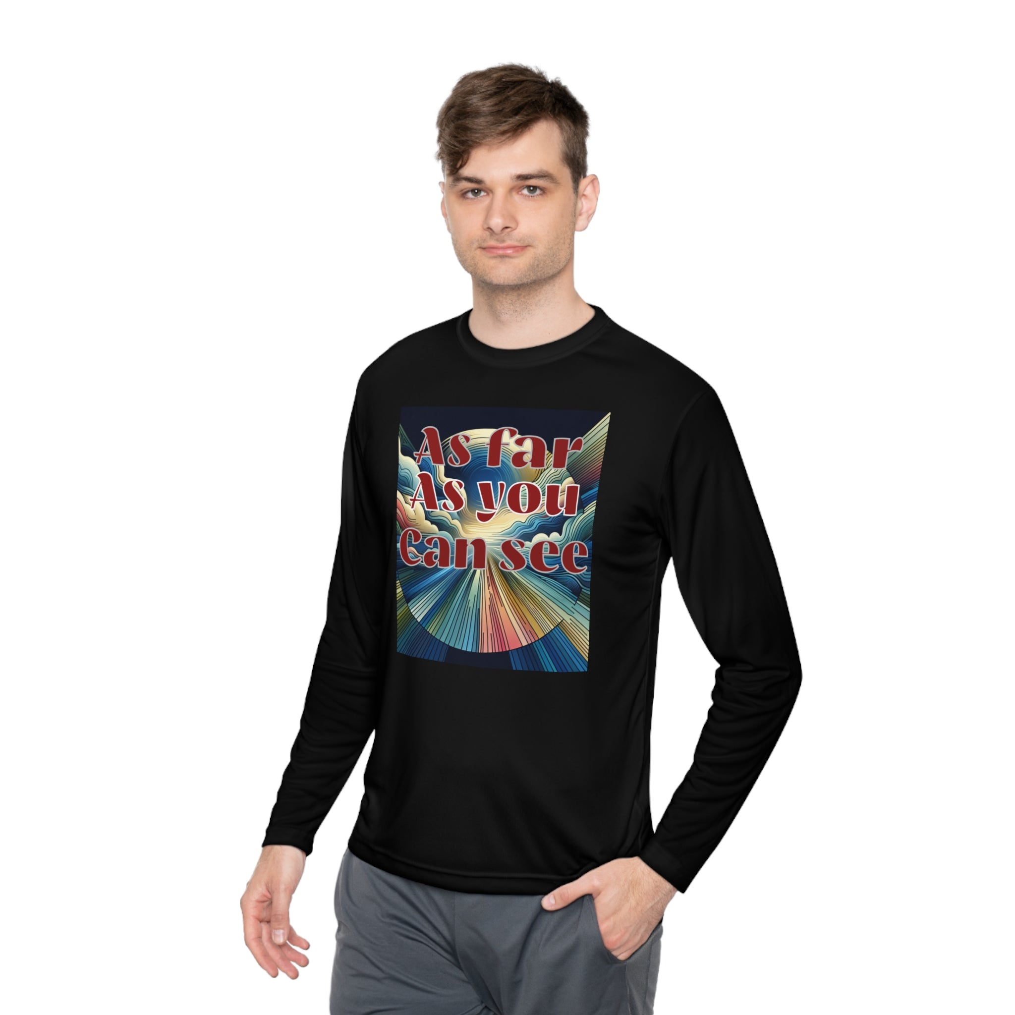 Unisex Lightweight Long Sleeve Tee, As Far As You Can See, Abstract Design