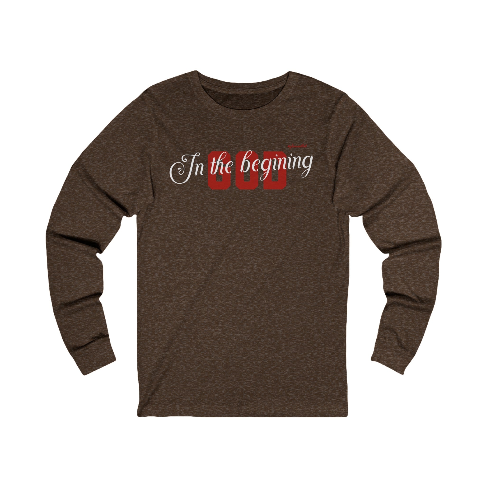 Unisex Jersey Long Sleeve Tee(In The Begining, God), Faithbase Design Tee,