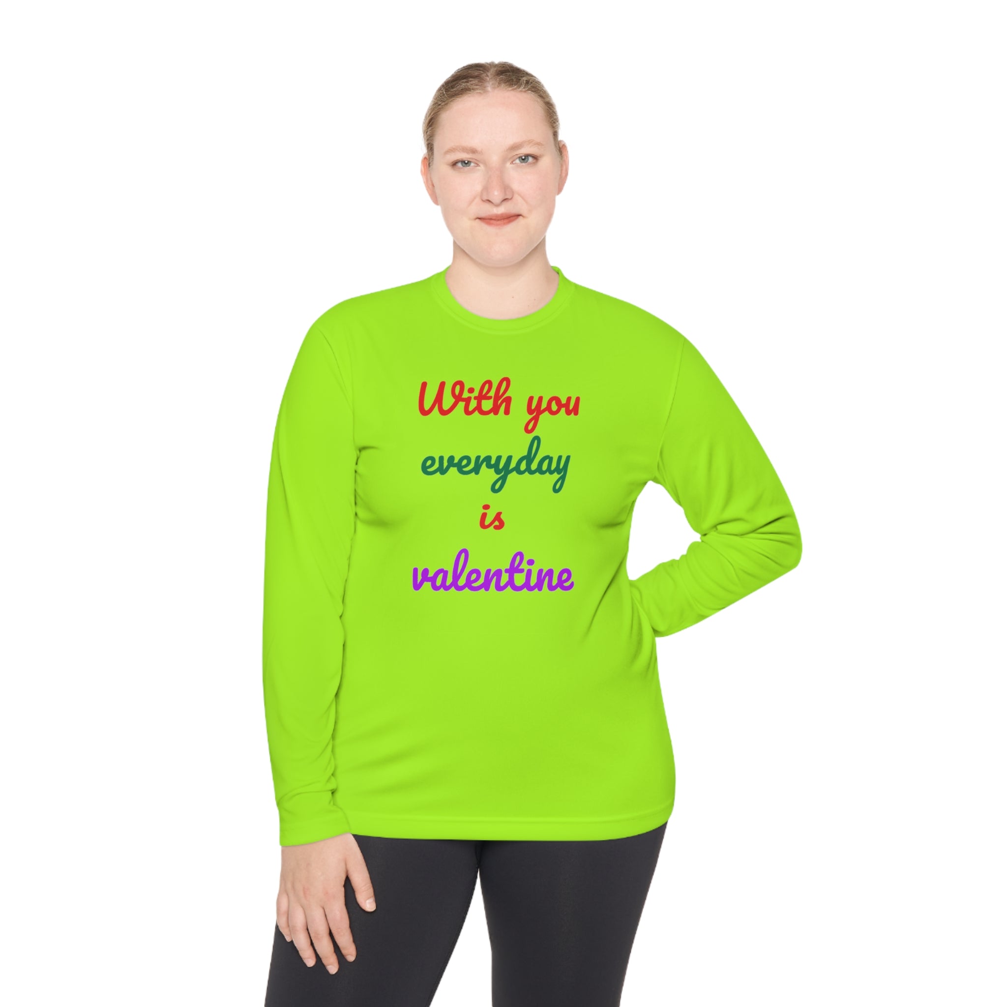 Unisex Lightweight Long Sleeve Tee, Activewear or Everydaywear, Comfy feel, 40+ultraviolet protector factor(With You Everyday Is Valentine)