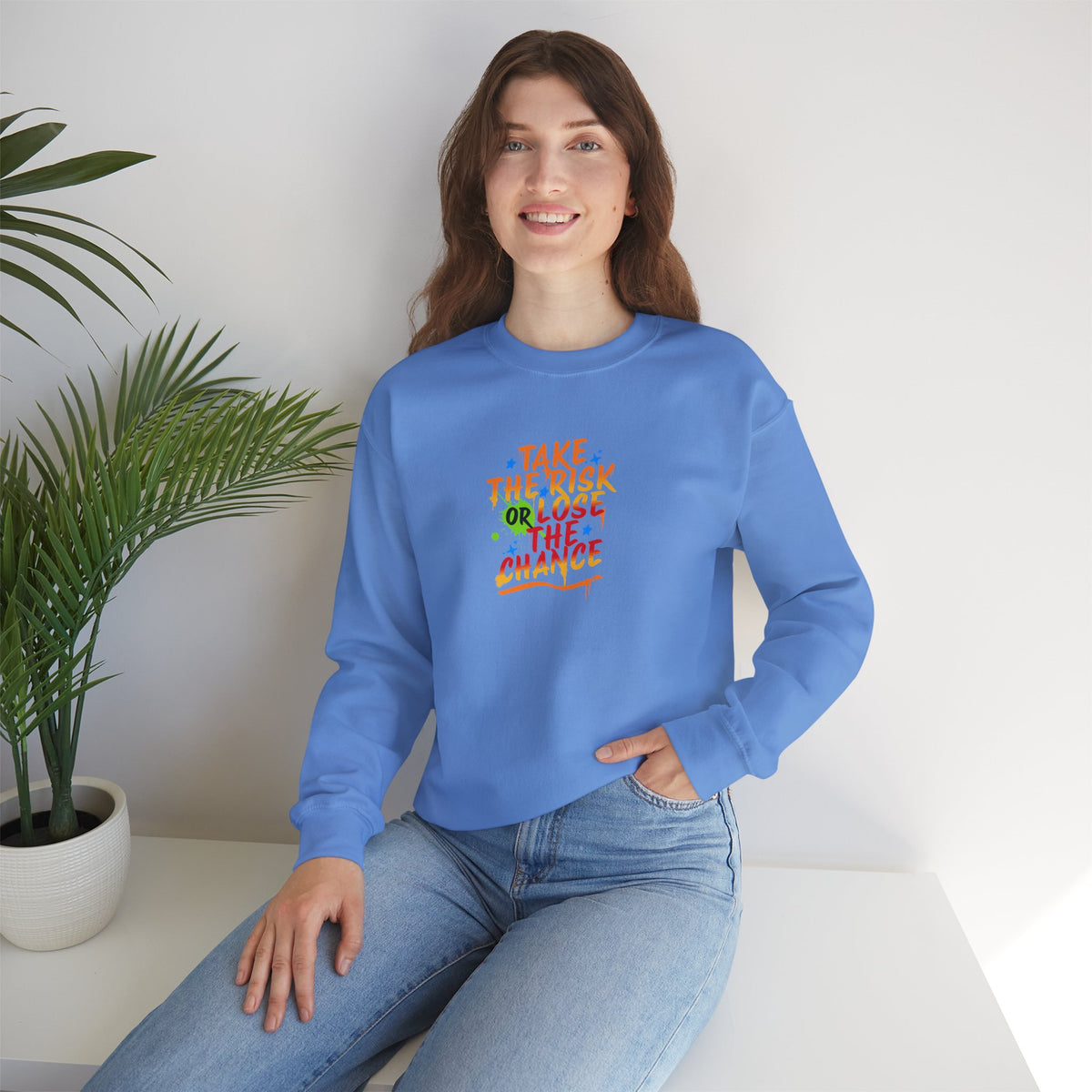 Heavy Blend Crewneck Sweatshirt - Cozy Comfort for All times, Take The Risk Or Loose The Chance