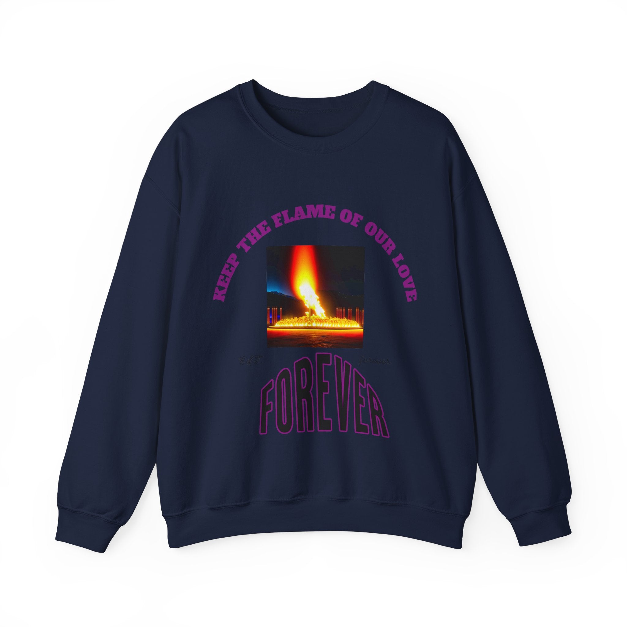 Comfortable Sweatshirt, Unisex Heavy Blend™ Crewneck Sweatshirt, Keep The Flame Of Love Forever.