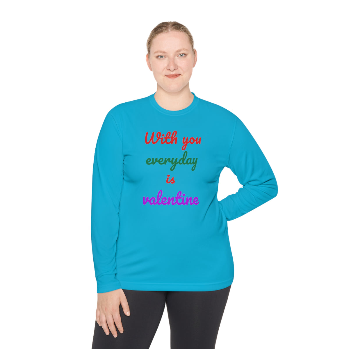 Unisex Lightweight Long Sleeve Tee, Activewear or Everydaywear, Comfy feel, 40+ultraviolet protector factor(With You Everyday Is Valentine)