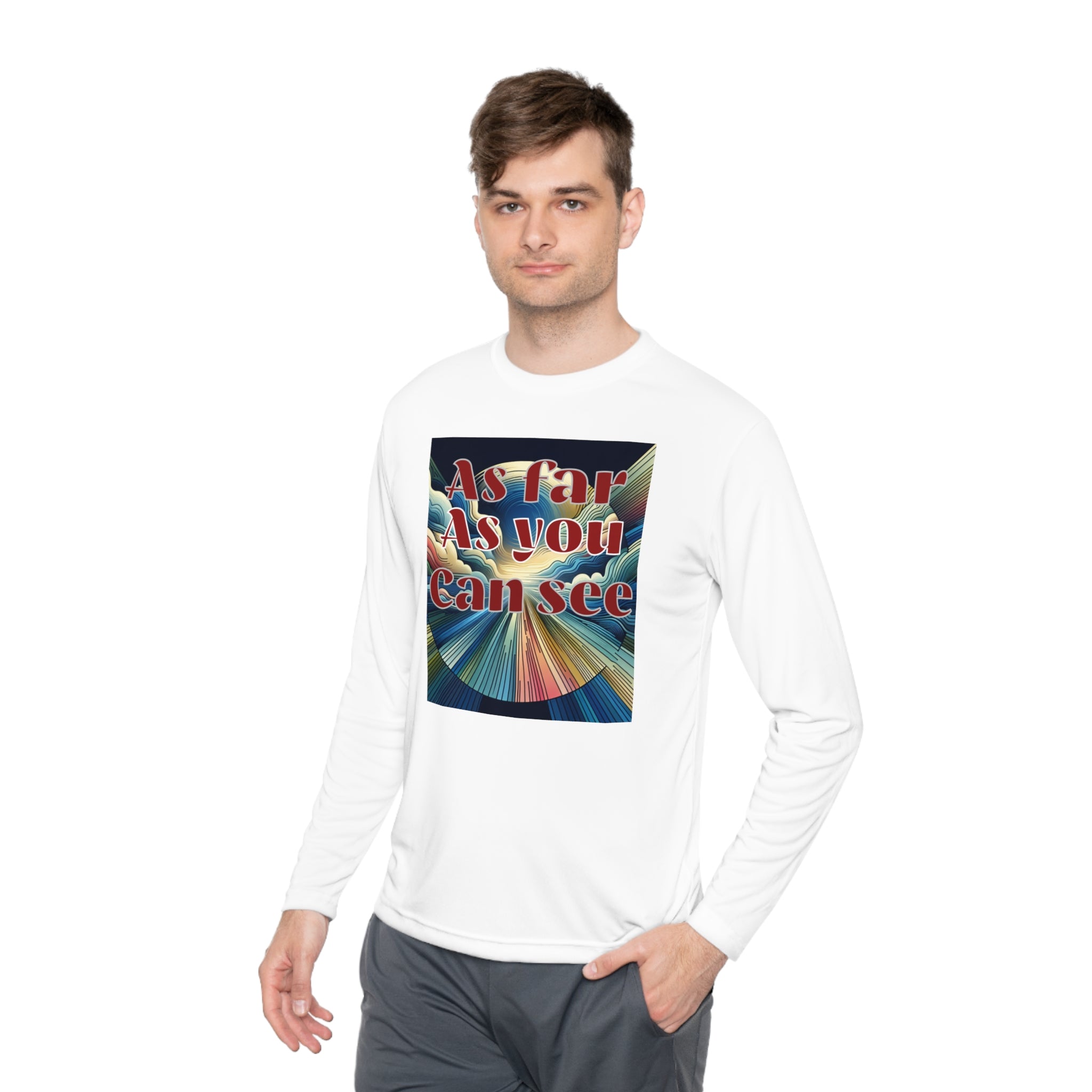 Unisex Lightweight Long Sleeve Tee, As Far As You Can See, Abstract Design