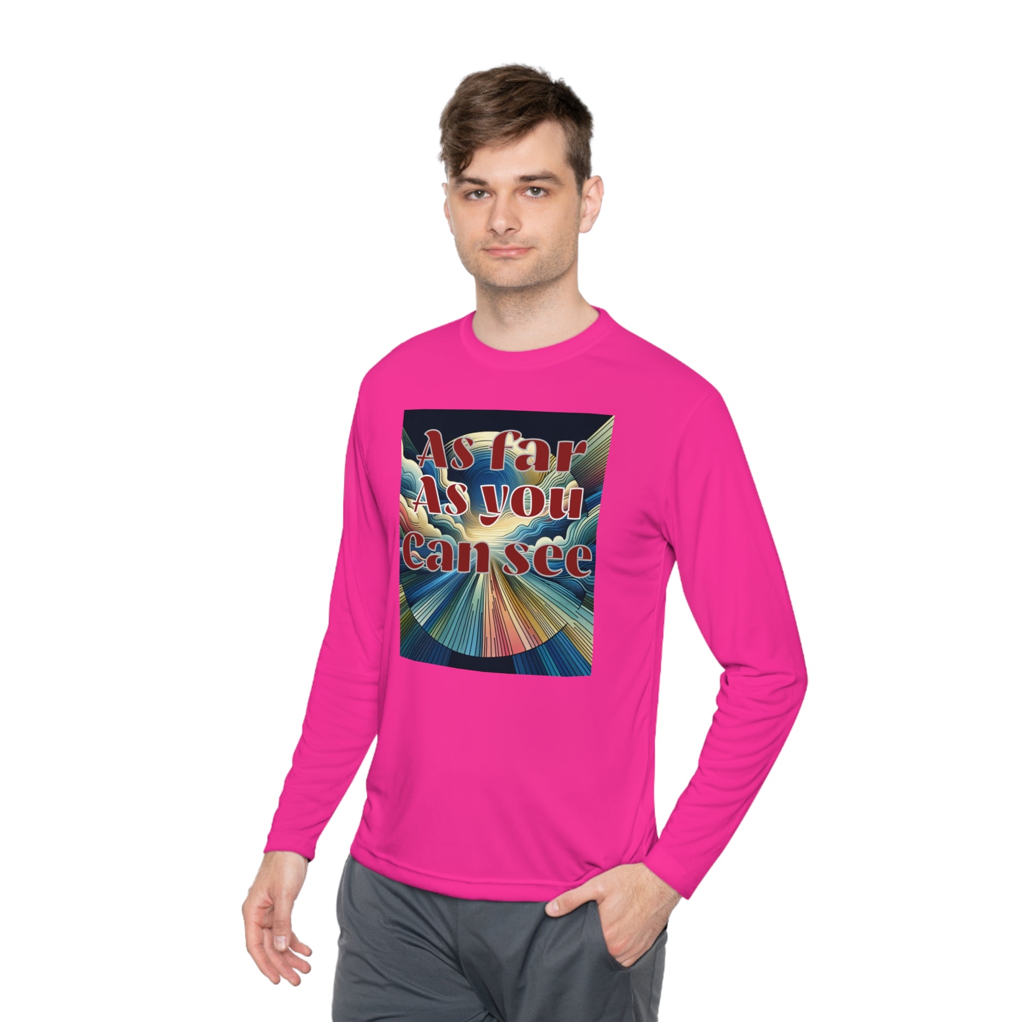 Unisex Lightweight Long Sleeve Tee, As Far As You Can See, Abstract Design