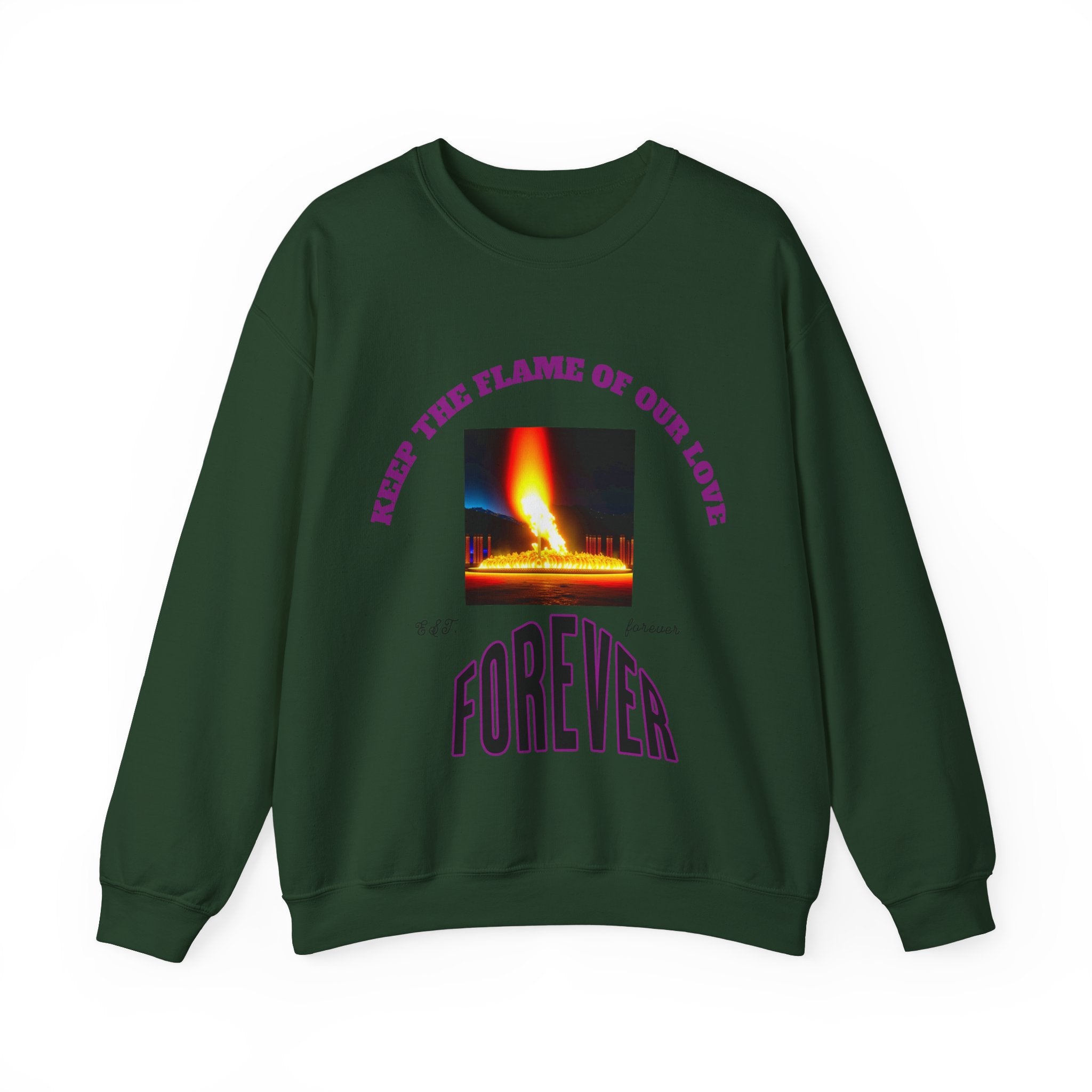 Comfortable Sweatshirt, Unisex Heavy Blend™ Crewneck Sweatshirt, Keep The Flame Of Love Forever.