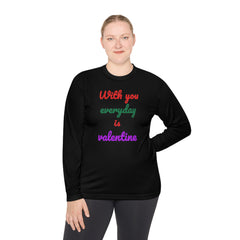 Unisex Lightweight Long Sleeve Tee, Activewear or Everydaywear, Comfy feel, 40+ultraviolet protector factor(With You Everyday Is Valentine)