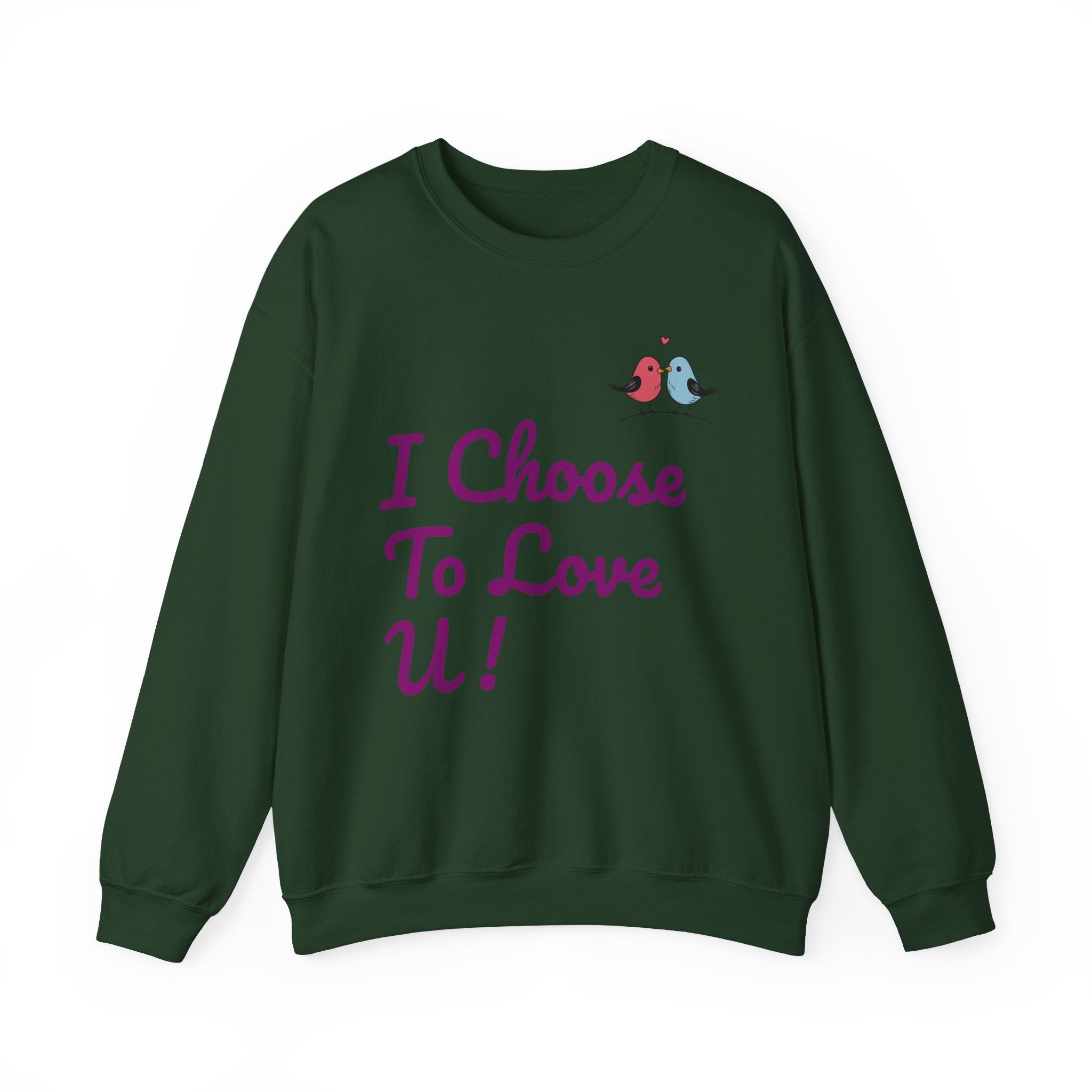 Lovebird Unisex Heavy Blend™ Crewneck Sweatshirt, (I Choose To Love You}, Men and Women Sweatshirt -Purple Font