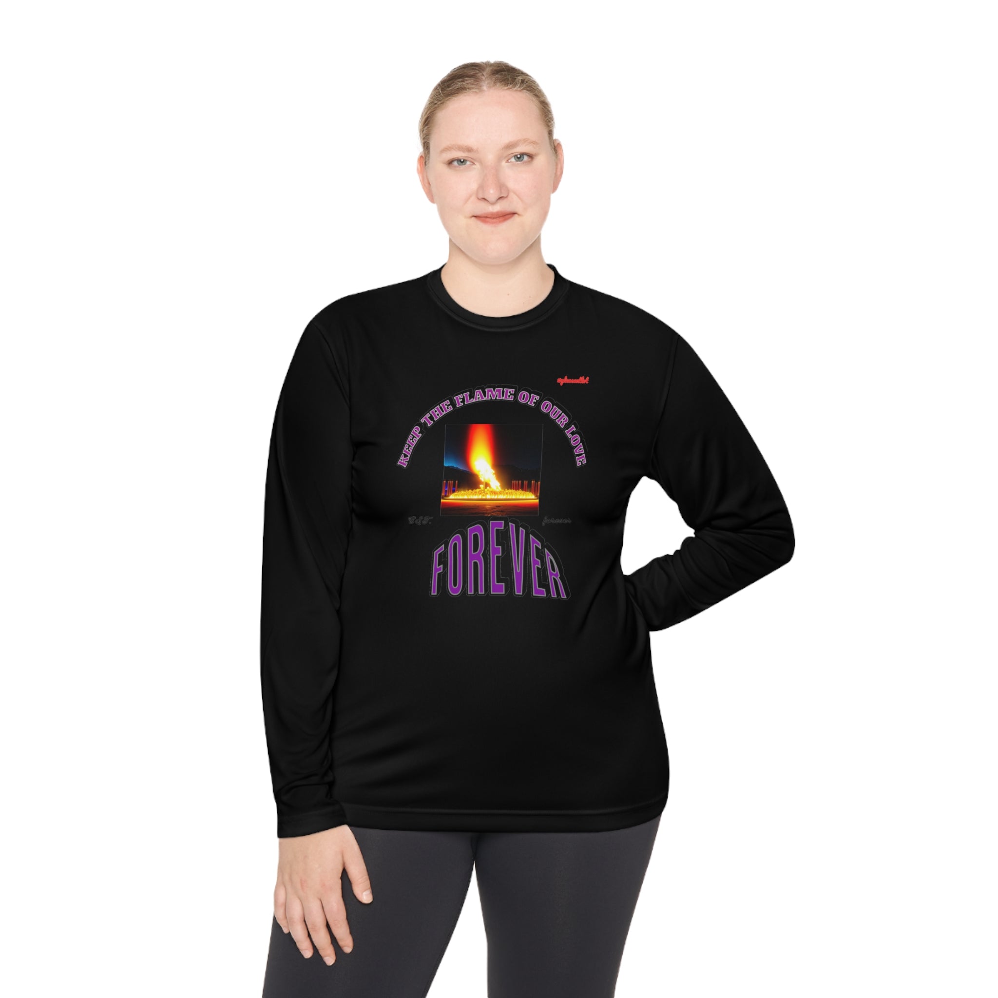 Moisture wicking Unisex Lightweight Long Sleeve Tee-(Keep The Flame Of Our Love Forever)