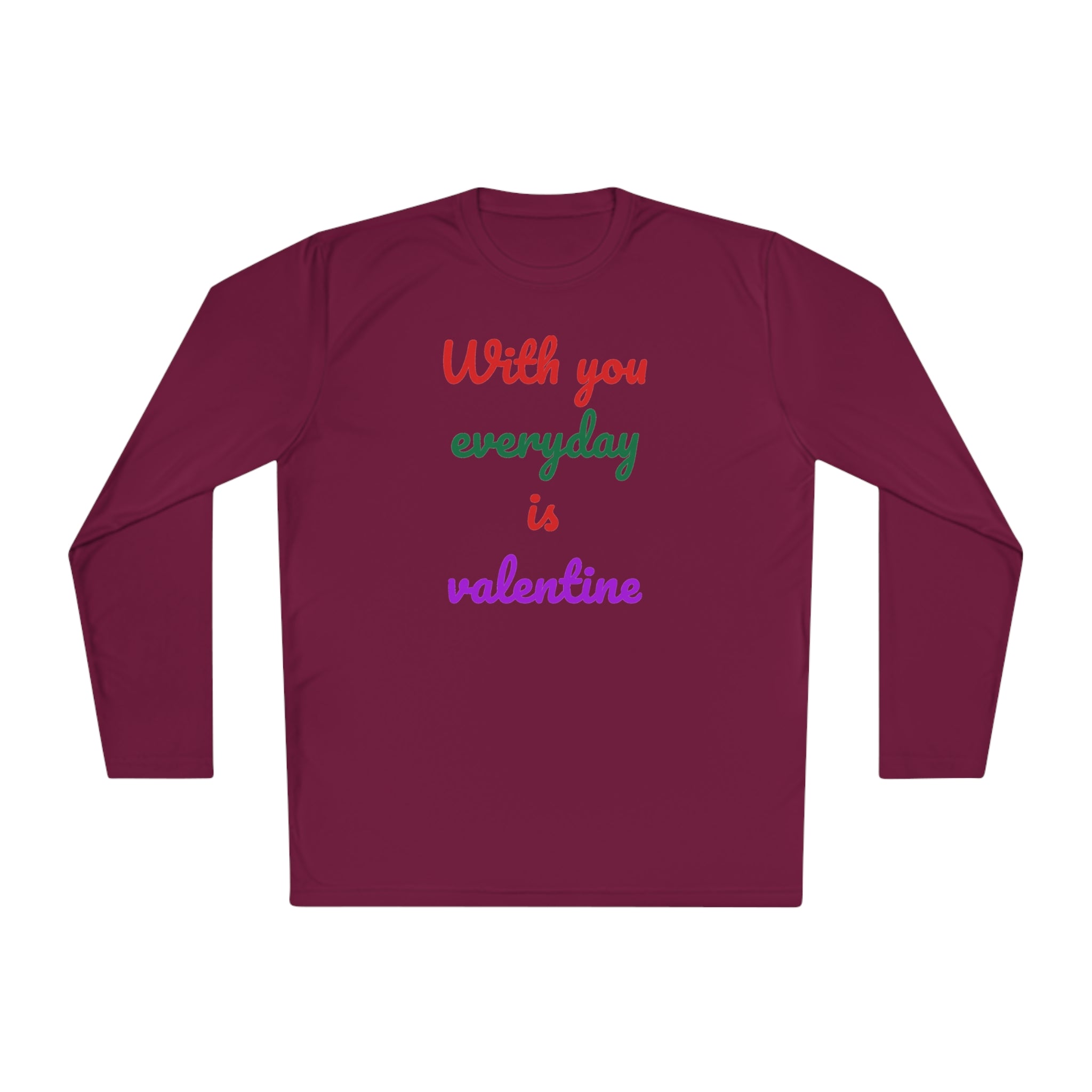 Unisex Lightweight Long Sleeve Tee, Activewear or Everydaywear, Comfy feel, 40+ultraviolet protector factor(With You Everyday Is Valentine)