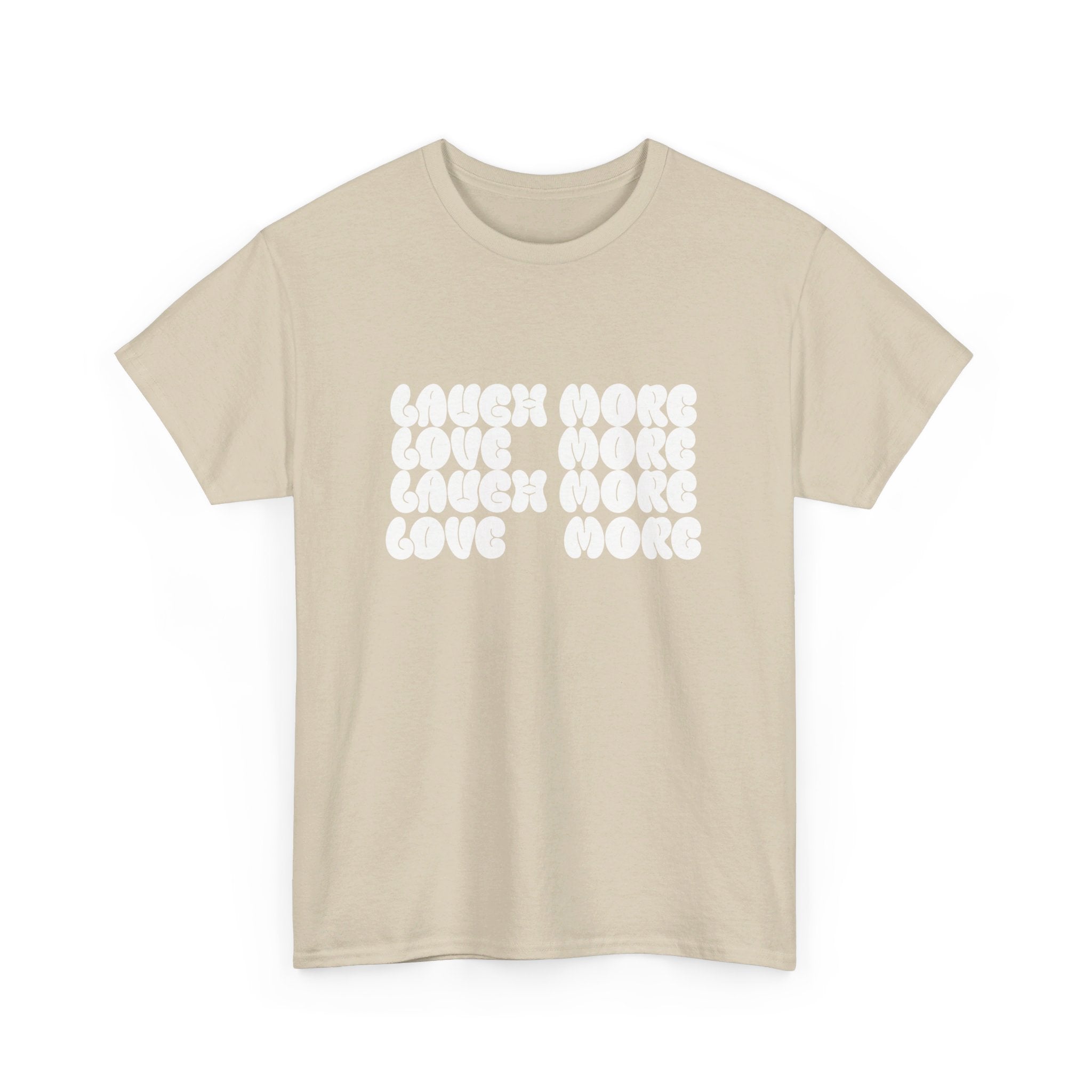 Unisex Heavy Cotton Tee, Laugh More, Love More Tee