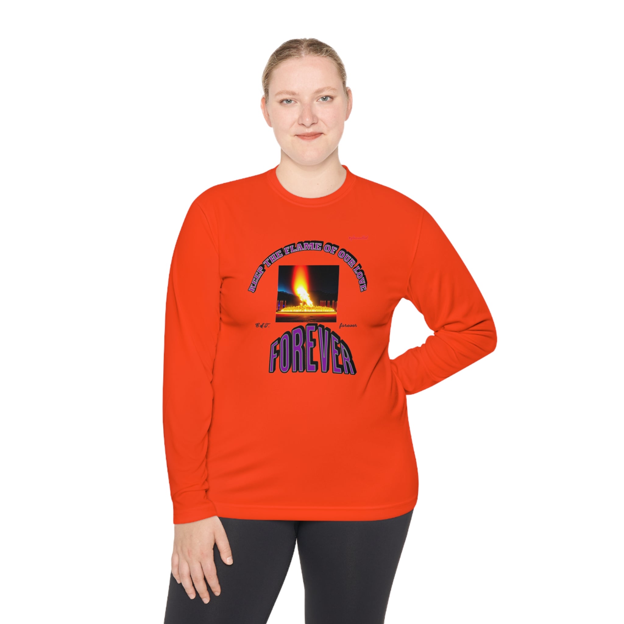 Moisture wicking Unisex Lightweight Long Sleeve Tee-(Keep The Flame Of Our Love Forever)