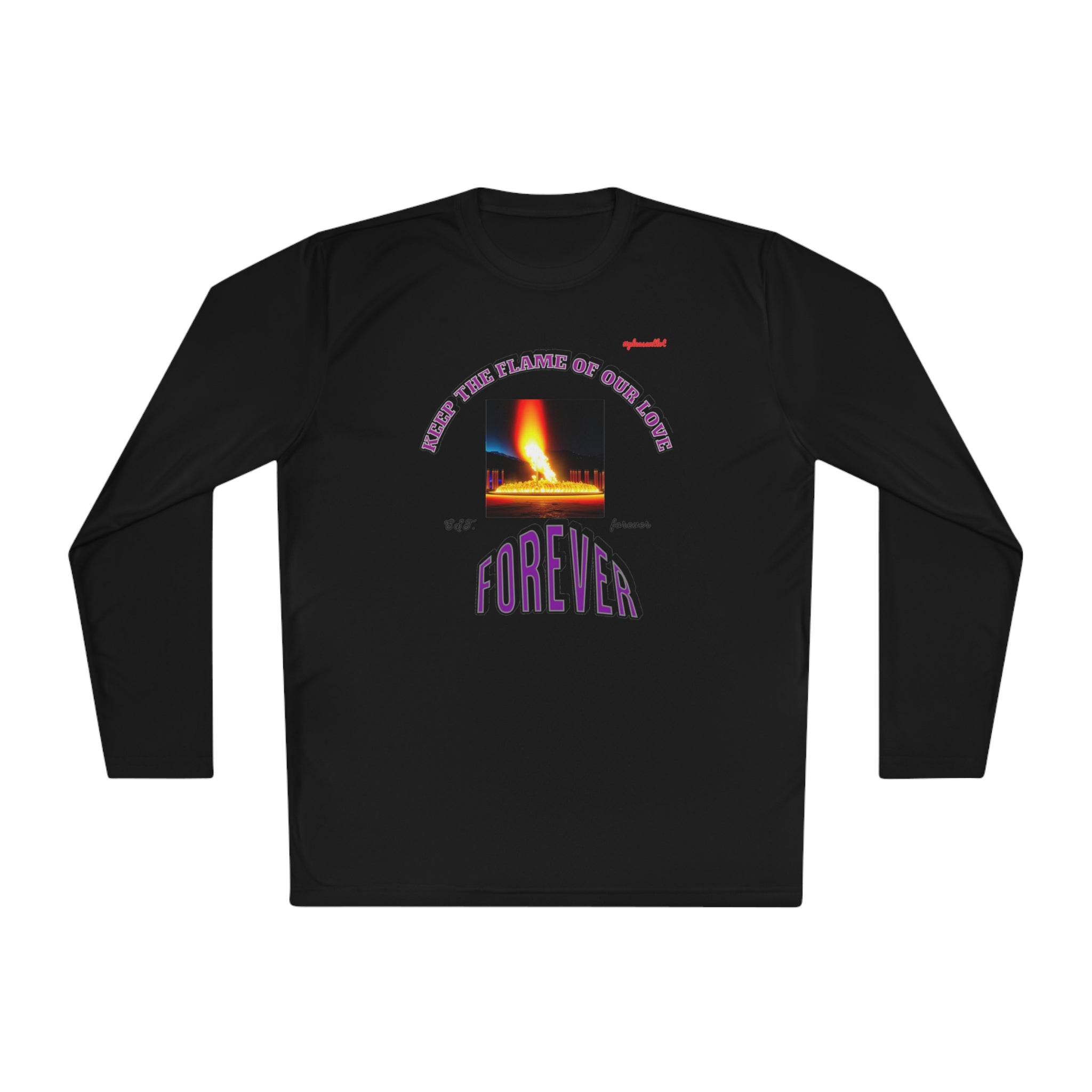 Moisture wicking Unisex Lightweight Long Sleeve Tee-(Keep The Flame Of Our Love Forever)