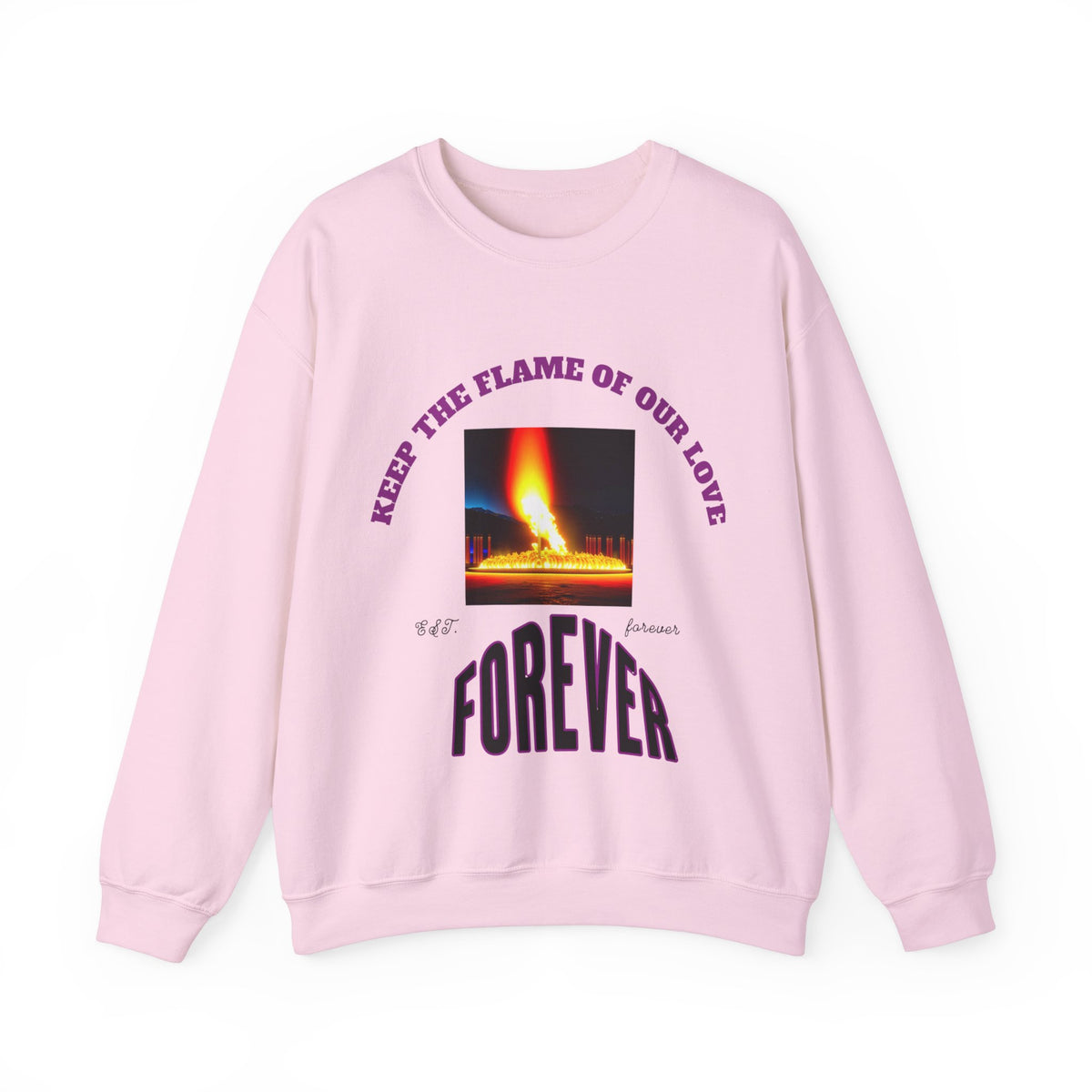 Comfortable Sweatshirt, Unisex Heavy Blend™ Crewneck Sweatshirt, Keep The Flame Of Love Forever.